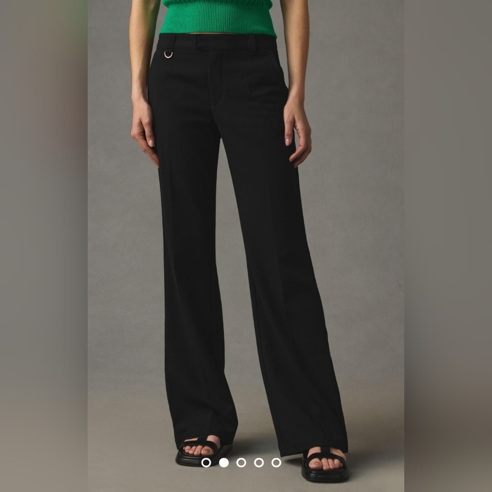 NWT Anthropologie Petites Black Low-Rise Ankle-Zip Pants 2P